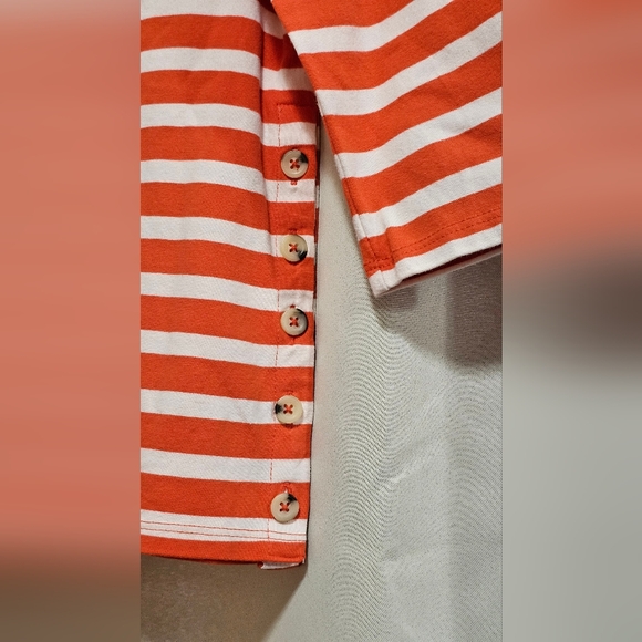 Maeve Y2K Anthropologie XS Striped Shirt 3/4 Sleeve Button Accents Women'… - Picture 2 of 7